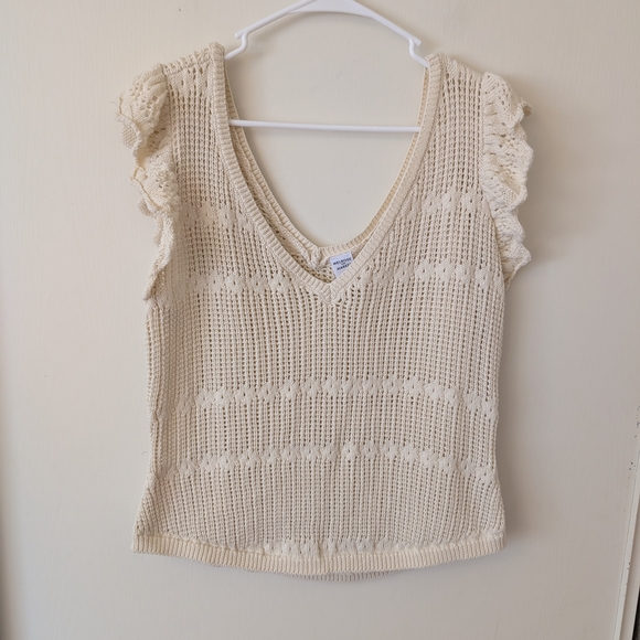 Melrose and Market Tops - Melrose & Market Womens XL Crochet Knit Tank Top Boho Hippie Festival Cottage